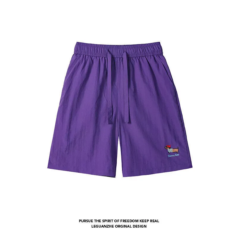 

2026 Summer New Nylon Solid Men Casual Shorts Elastic Waist Drawstring Shorts