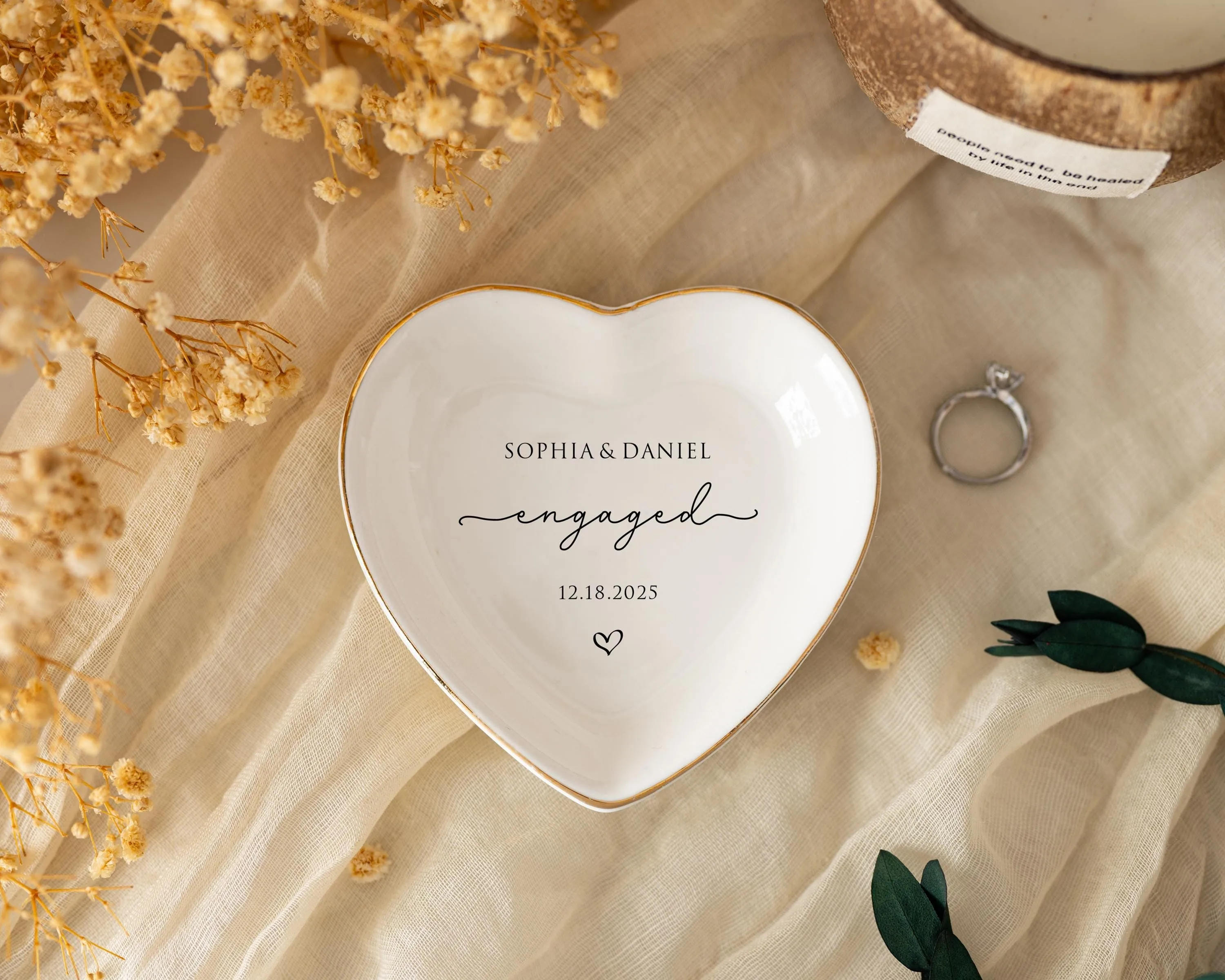 Custom Engaged Ring Dish Personalized Ring Dish Bridal Shower Gift Personalized Engagement Gift for Bride Wedding Gifts for Coup