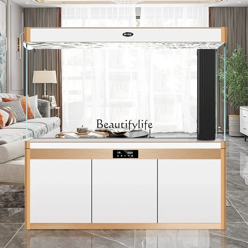 

yj9 Super White Fish Tank Living Room Home Large Dragon Fish Tank Screen Bottom Filter Fish Globe Partition Wall 2023
