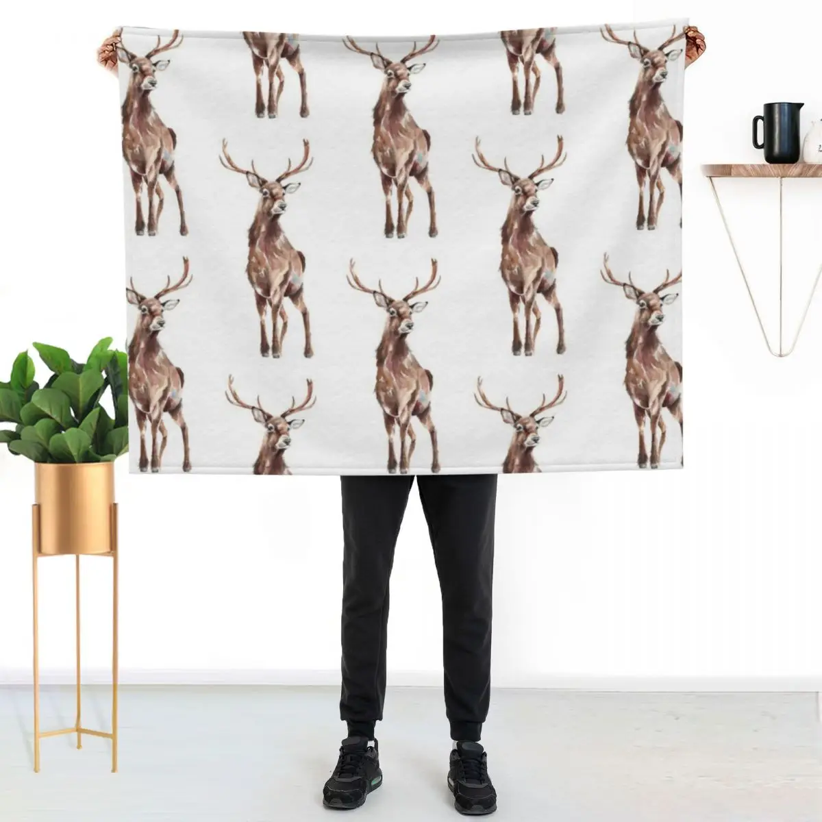 Stag Watercolour Throw Blanket Plaid on the sofa Bed Fashionable Blankets Sofas Of Decoration funny gift Kid'S Flannel Blankets