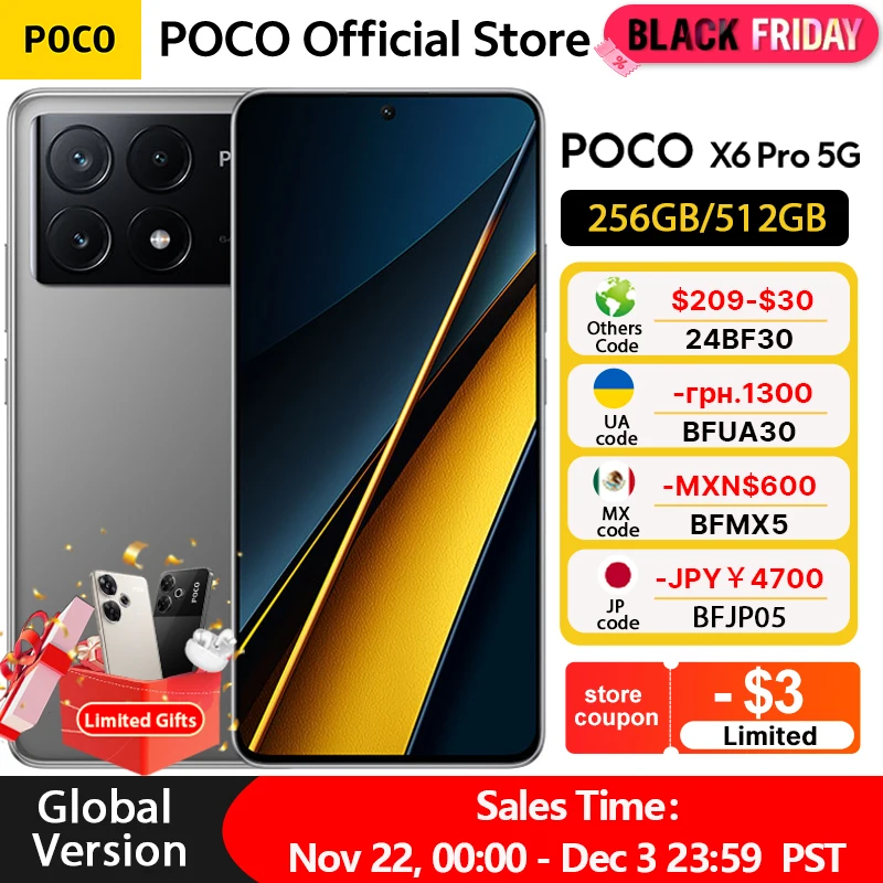 Global Version POCO X6 Pro 5G Smartphone NFC Dimensity 8300-Ultra 120Hz 6.67" 1.5K Flow AMOLED DotDisplay 67W turbo charging 700+ sold587,314.73POCO Official StoreSee previewSimilar items