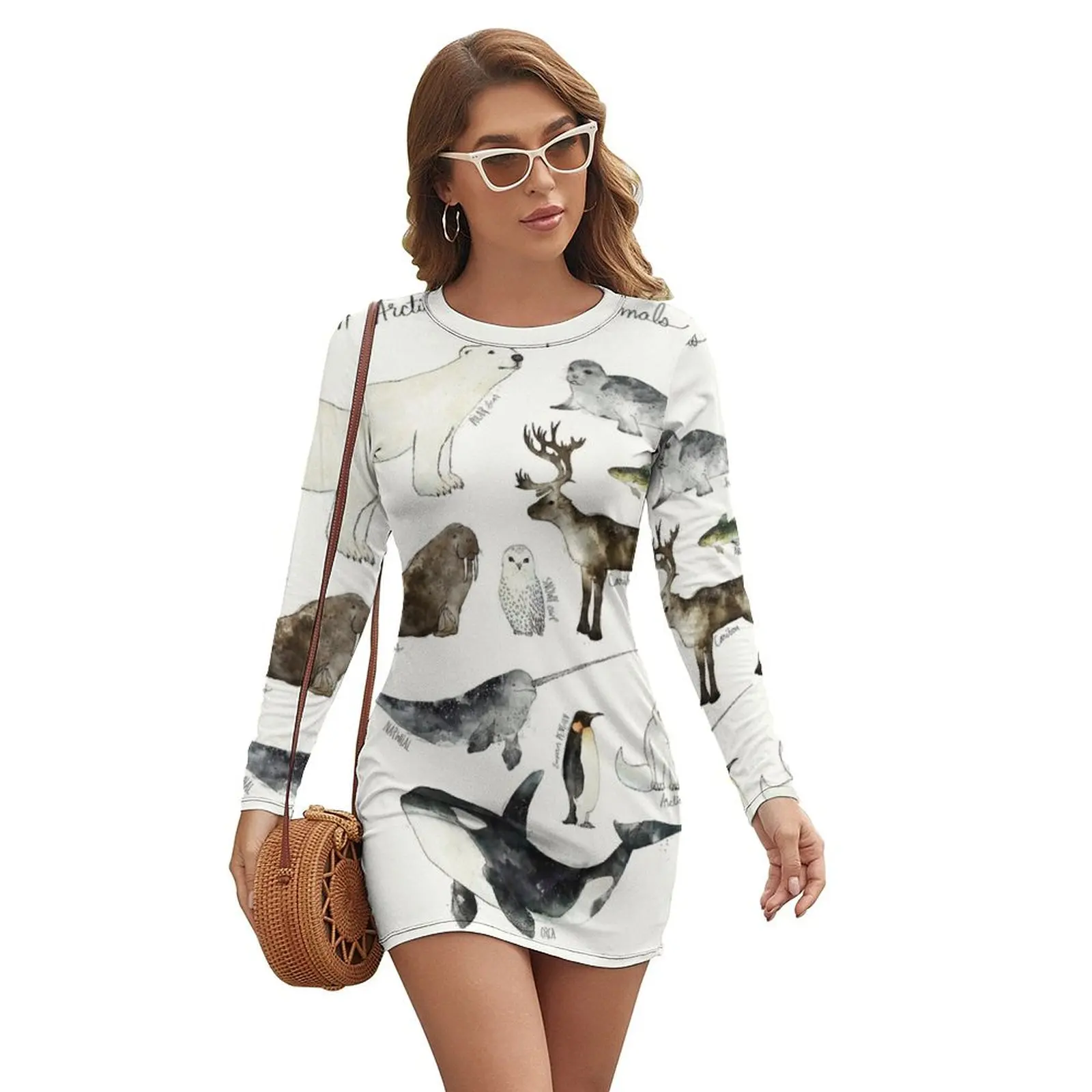 

Arctic & Antarctic Animals Long-sleeved Dress Prom gown Elegant gowns Women's summer skirt