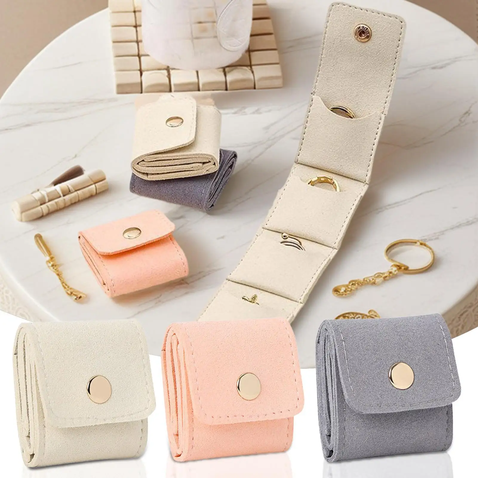 

Portable Jewelry Organizer Bag Mini Travel Case with Multiple Compartments for Rings Necklaces Earrings Storage Pouch