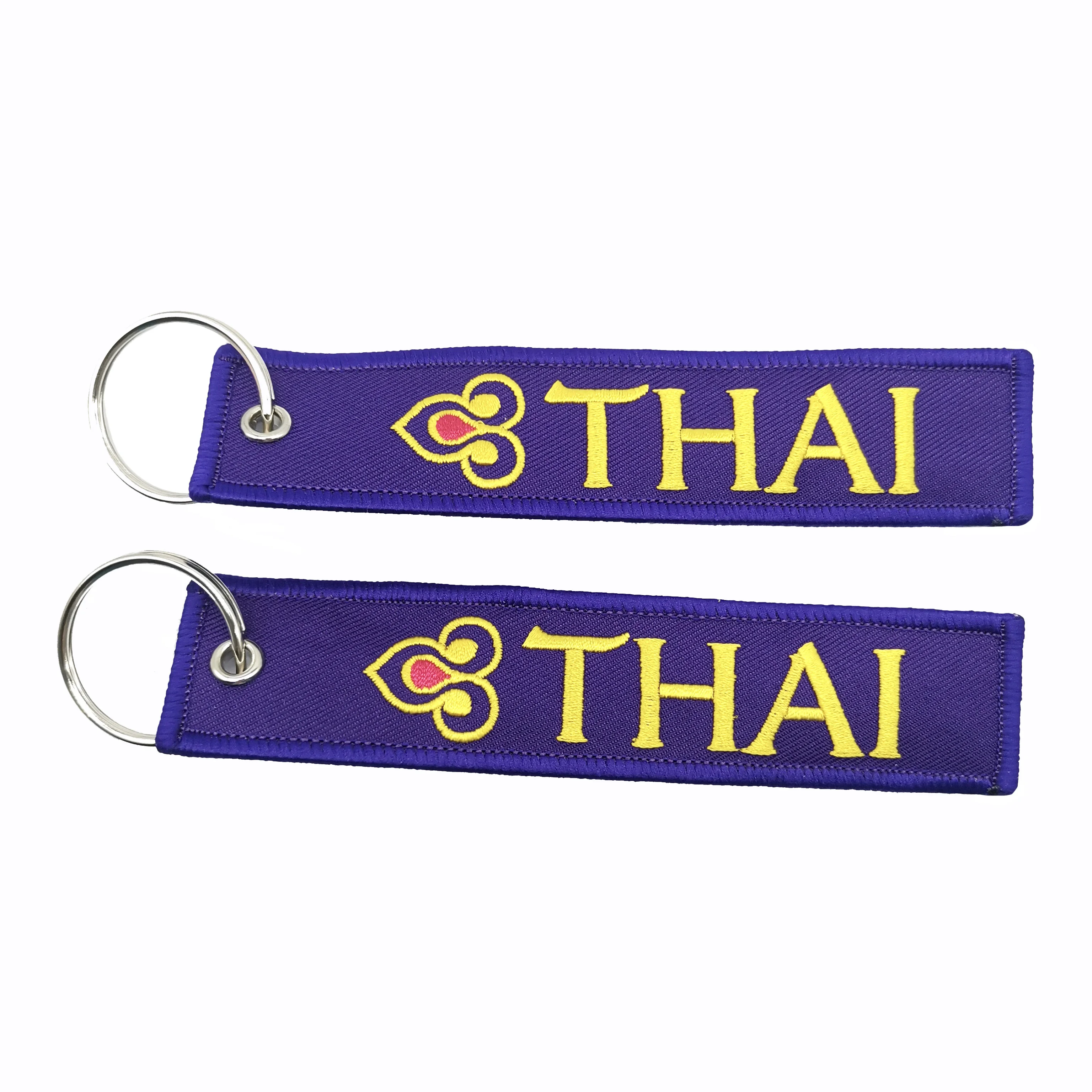 1 PC  THAI Purple Keychains Fashion Trinkets Embroidered Keychain Metal Keyring Keychains for Flight Crew/Pilot/Aviation Loves