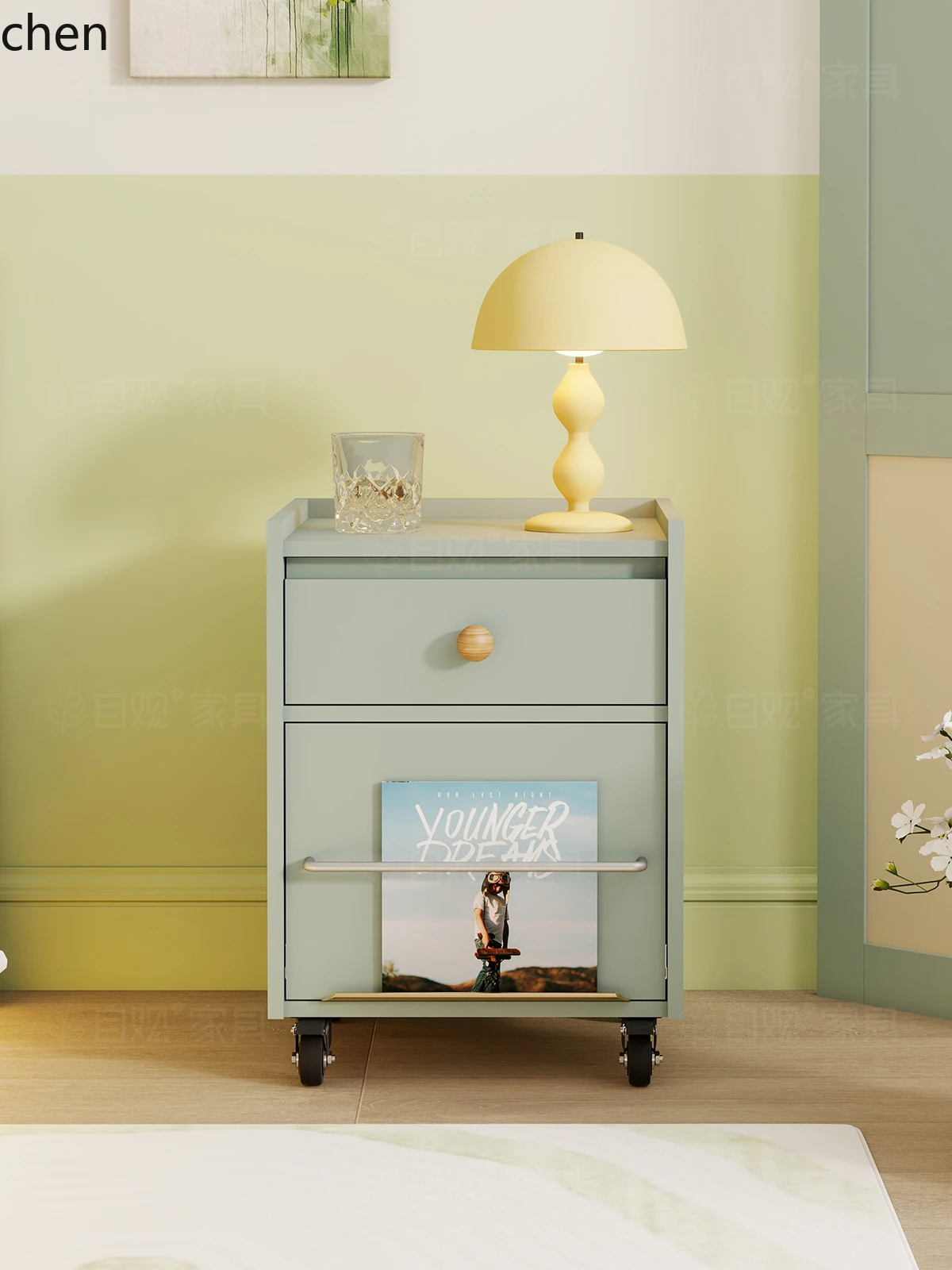 ZML خزانة جانبية غرفة المعيشة وطاولة الوجبات الخفيفة غرفة نوم خزانة بجانب السرير تخزين المنزل طاولة جانبية بسيطة خزانة ذات درجين