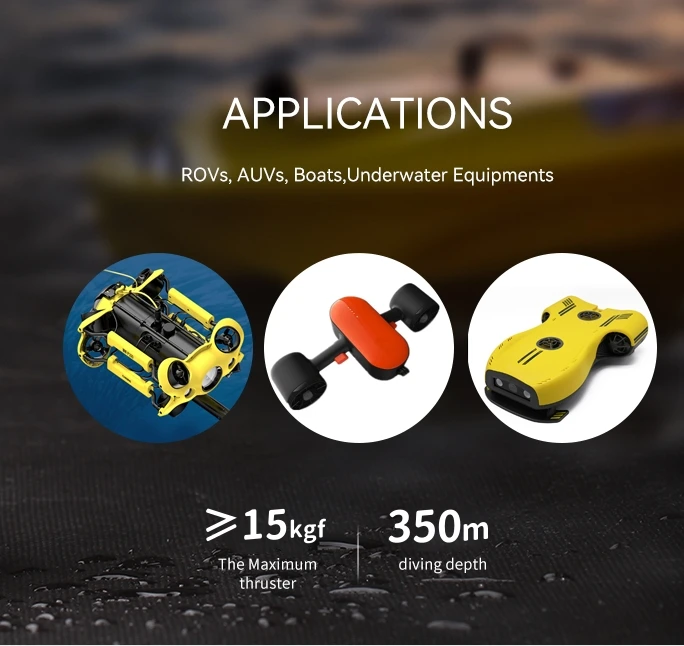 DW15 Underwater Thruster 48v 350m Depth 28 Poles Brushless Motor With Remote for ROVs Boat