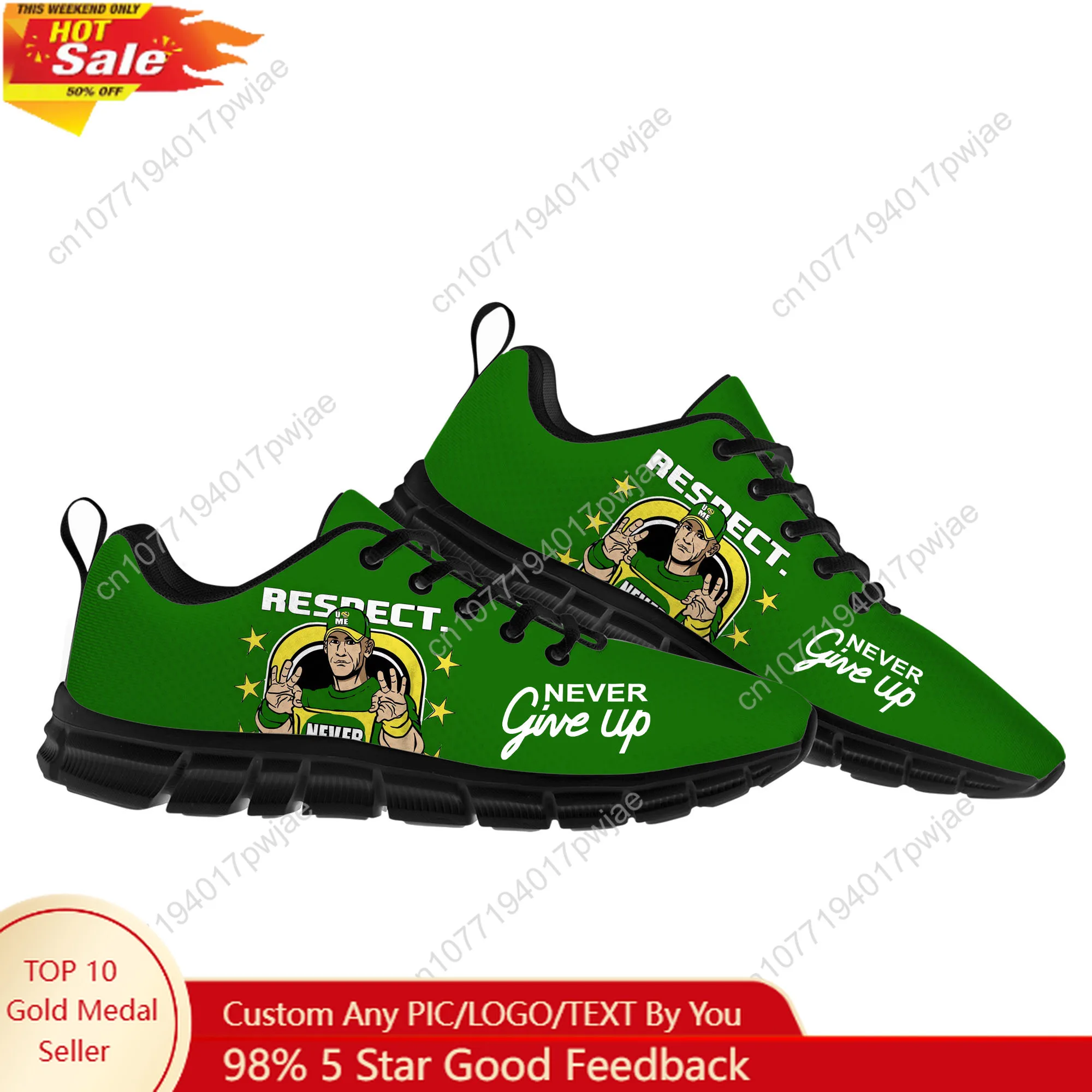 

John Cena 20 Years Never Give Flats Sports Shoes Mens Womens Sneakers Fashion Casual Hiking Sneaker Custom Built Shoes