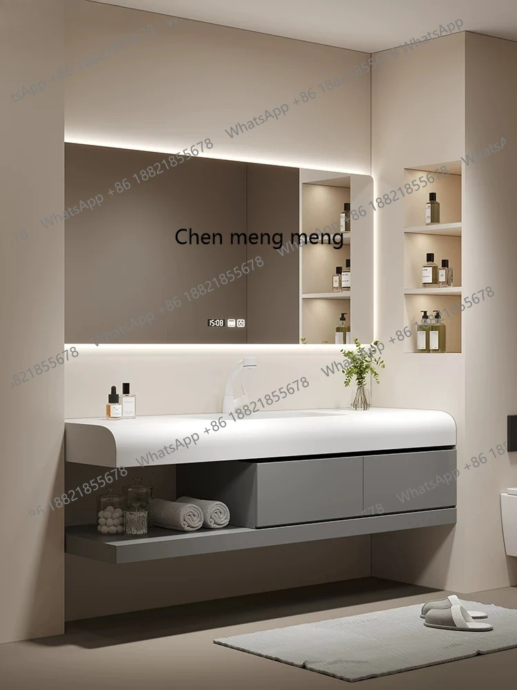 

Corian integrated basin, bathroom cabinet, combined bathroom, washstand, basin cabinet, bathroom customization