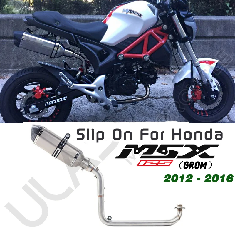 Motorcycle Full System Exhaust Muffler Middle Pipe Slip On For HONDA M3 GROM MSX 125 MSX125 2012 To 2016 Exhaust