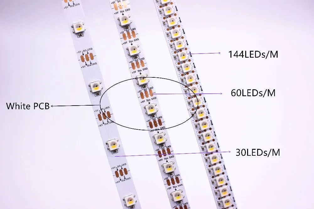 SK6812 5050 RGBW Led Strip Light 4 IN 1 Similar WS2812B 30 60 144 LEDs/m Individual Addressable RGBWW Led Lights IP30 65 67 DC5V