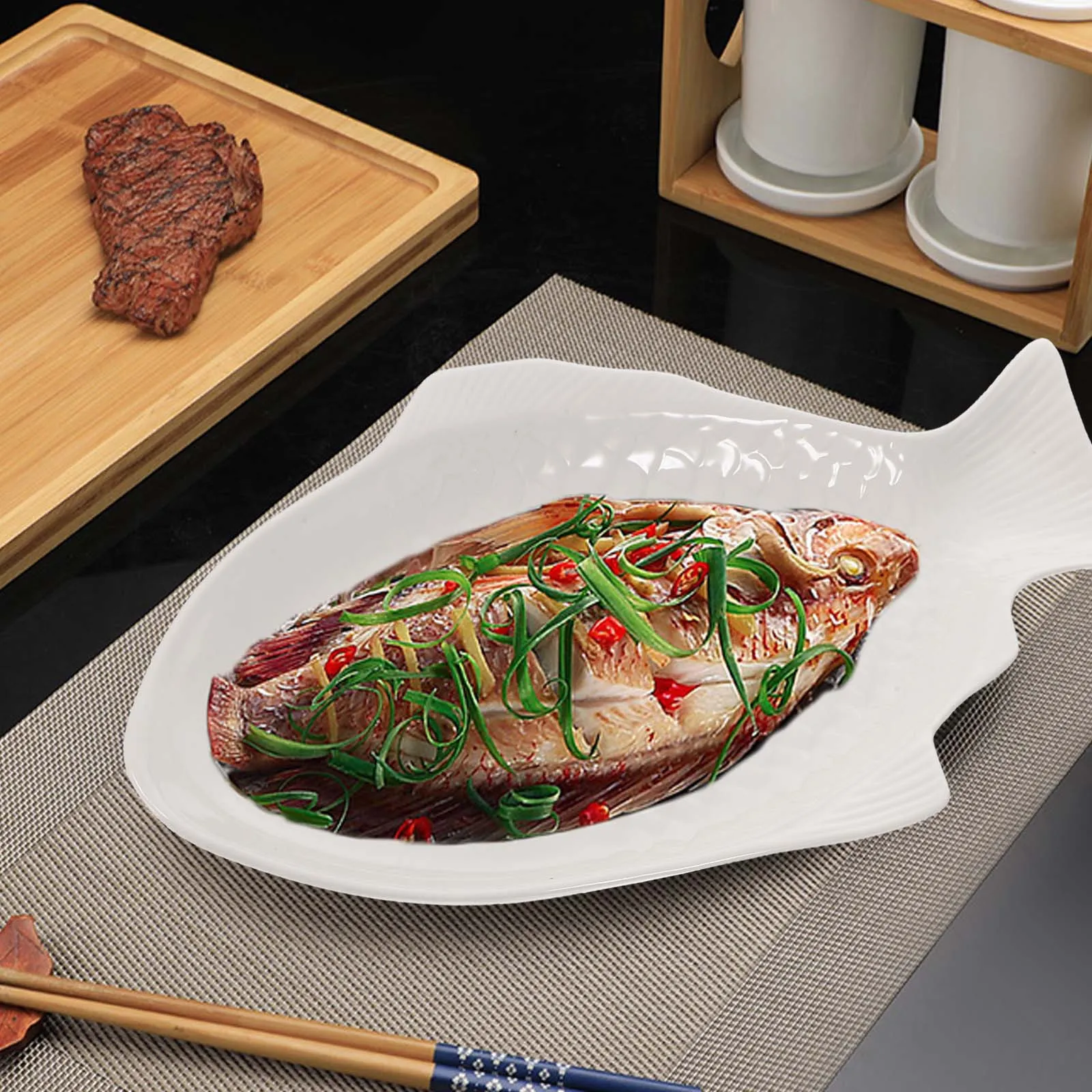 

Party Tableware Fish Shape Platter Plate for Sushi Shaped Dish Ceramic Meal Restaurant