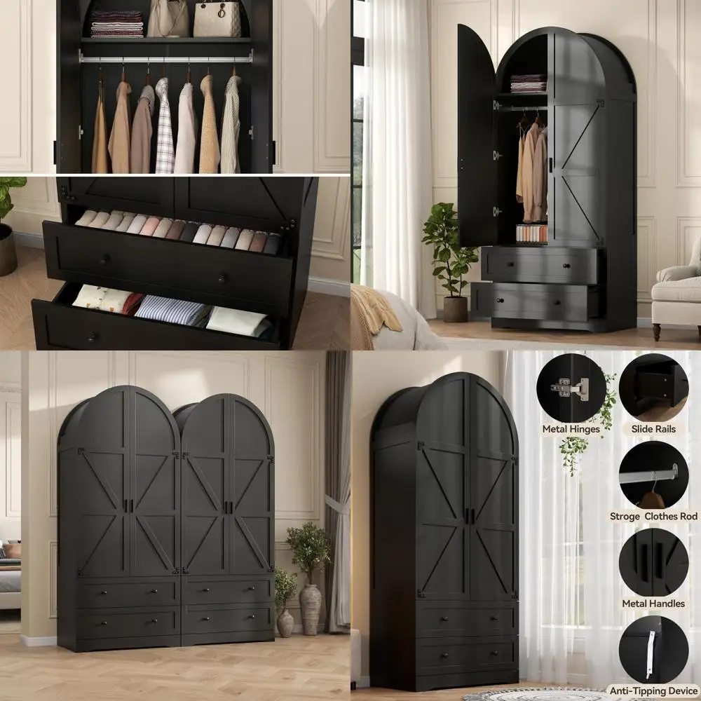 74.8" Black Armoire…