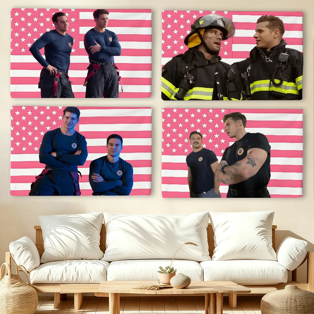 TV 9-1-1 Evan Buckley and Eddie Diaz flag For Living Room Home Dorm Decor Wall Outdoor Camping Party Banner Gifts