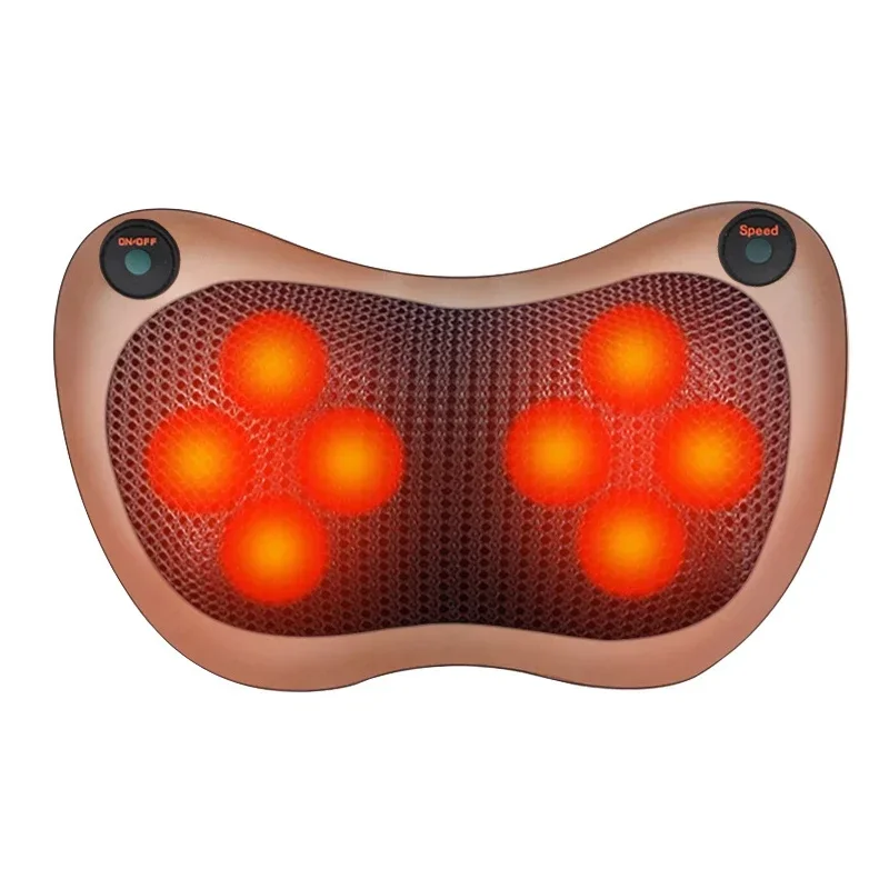 Car Home Electric Massage Pillow with Infrared Heat and 8 Rollers for Neck Shoulder Back Body Massager Kneading Shiatsu Cushion