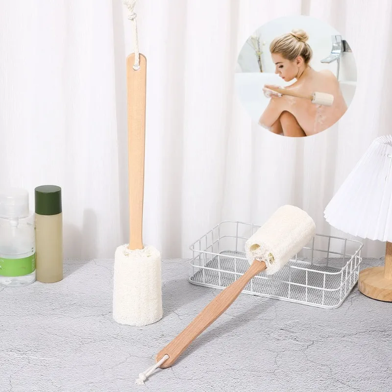 

1 шт. Длинная щетка для душа с деревянной ручкой и мочалкой, щетка для тела, для душа, для спины, для очищения тела