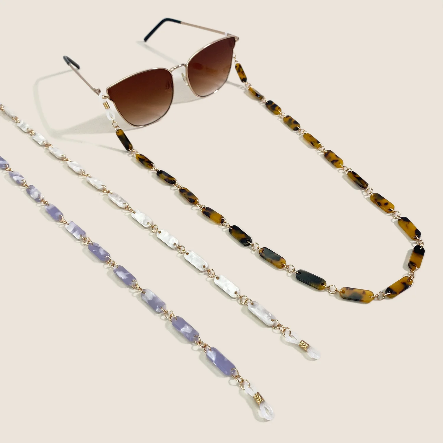 French-Style Light Luxury Acetate Eyeglass Chain, Marbled To