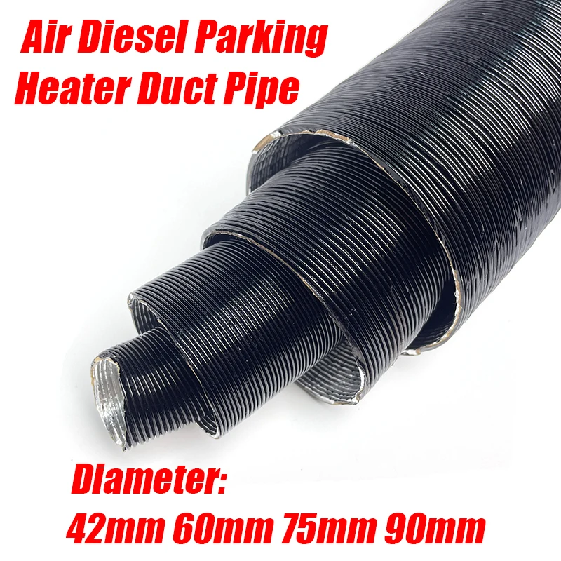 25/42/60/75/90mm Diameter 60-200cm Lenght  Air Diesel Parking Heater Duct Pipe Tube Hose For Webasto Eberspacher Car Camper