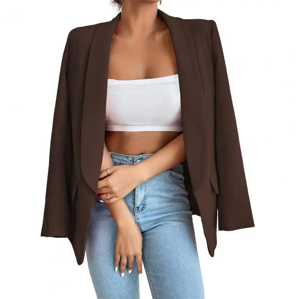 Chaqueta de traje holgada con solapa elegante para mujer, ropa de negocios elegante con diseño frontal abierto, Color sólido