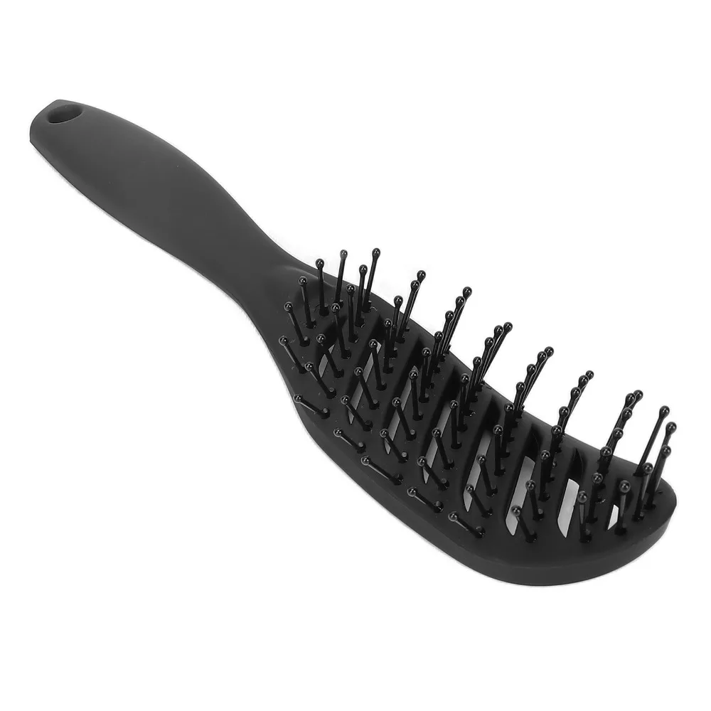 Professional Meniscus Hair Comb Vented Design Black Color Detangling Brush Nylon Bristles Hair Massage Brush Daily Use