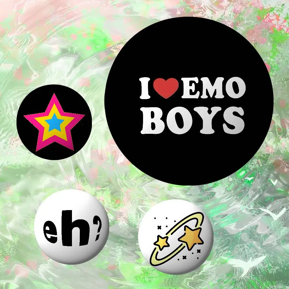 I Love Emo Boys Badges Peripheral Lapel Pins Tinplate Round Brooch For Shoulder Bag Accessories Souvenir Gifts