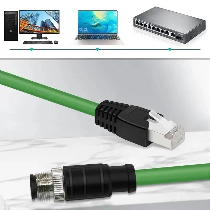 M12 D-Code 4Pin To RJ45 Industrial Ethernet Cable Flexible Drag Chain Wire for Camera Sensor Connection