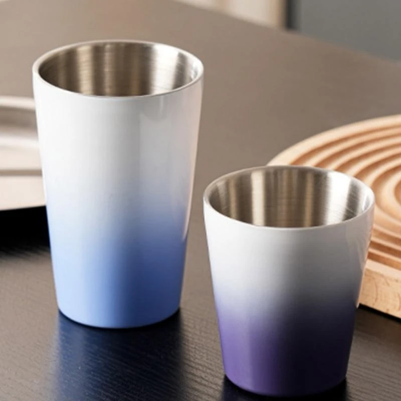Caneca água parede dupla para camping ao ar livre aço inoxidável.