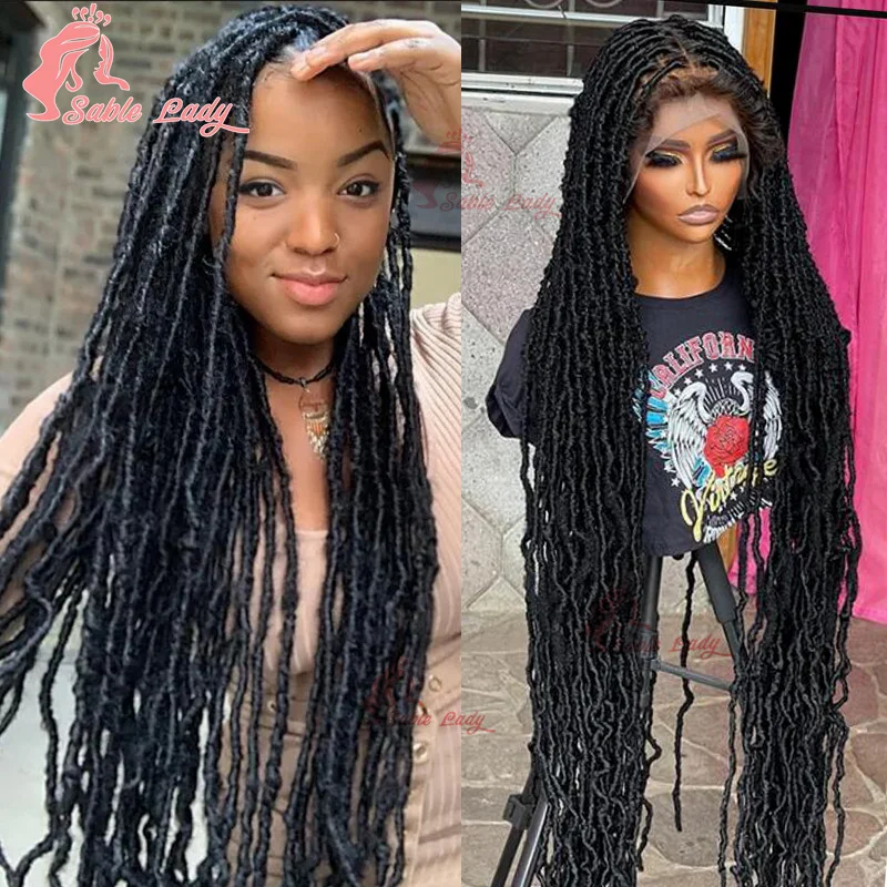 

Long 40" Box Braided Wigs Dreadlocks Synthetic Full Lace Front Wigs for Black Women Butterfly Twist Braids Hair Wigs African