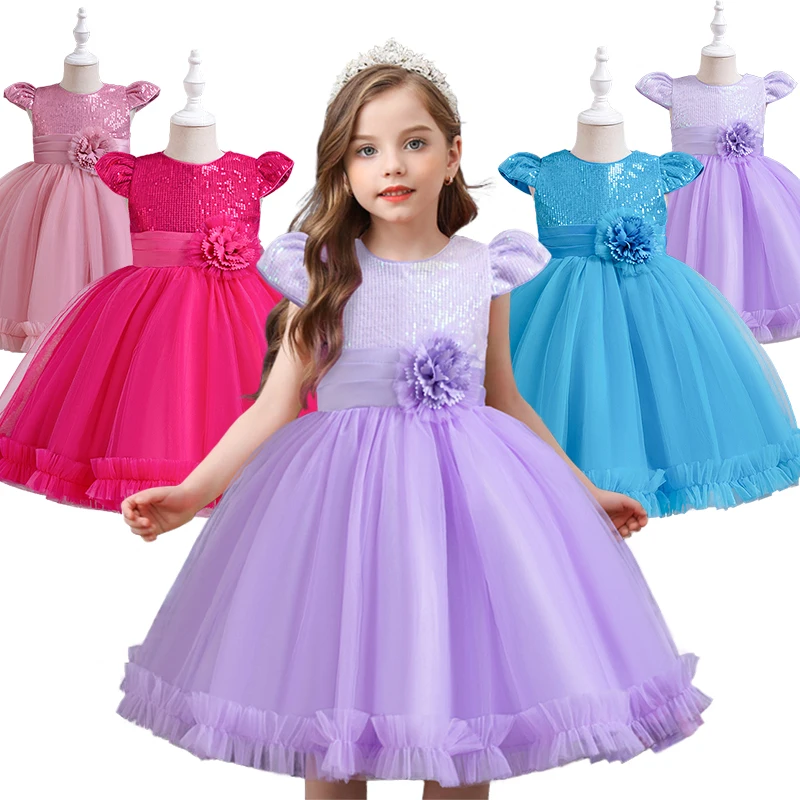 

Luxury Flower Young Girl Sequined Princess Dress Pageant Children's Christening Elegant Party Gala Wedding Bridesmaids Dresses