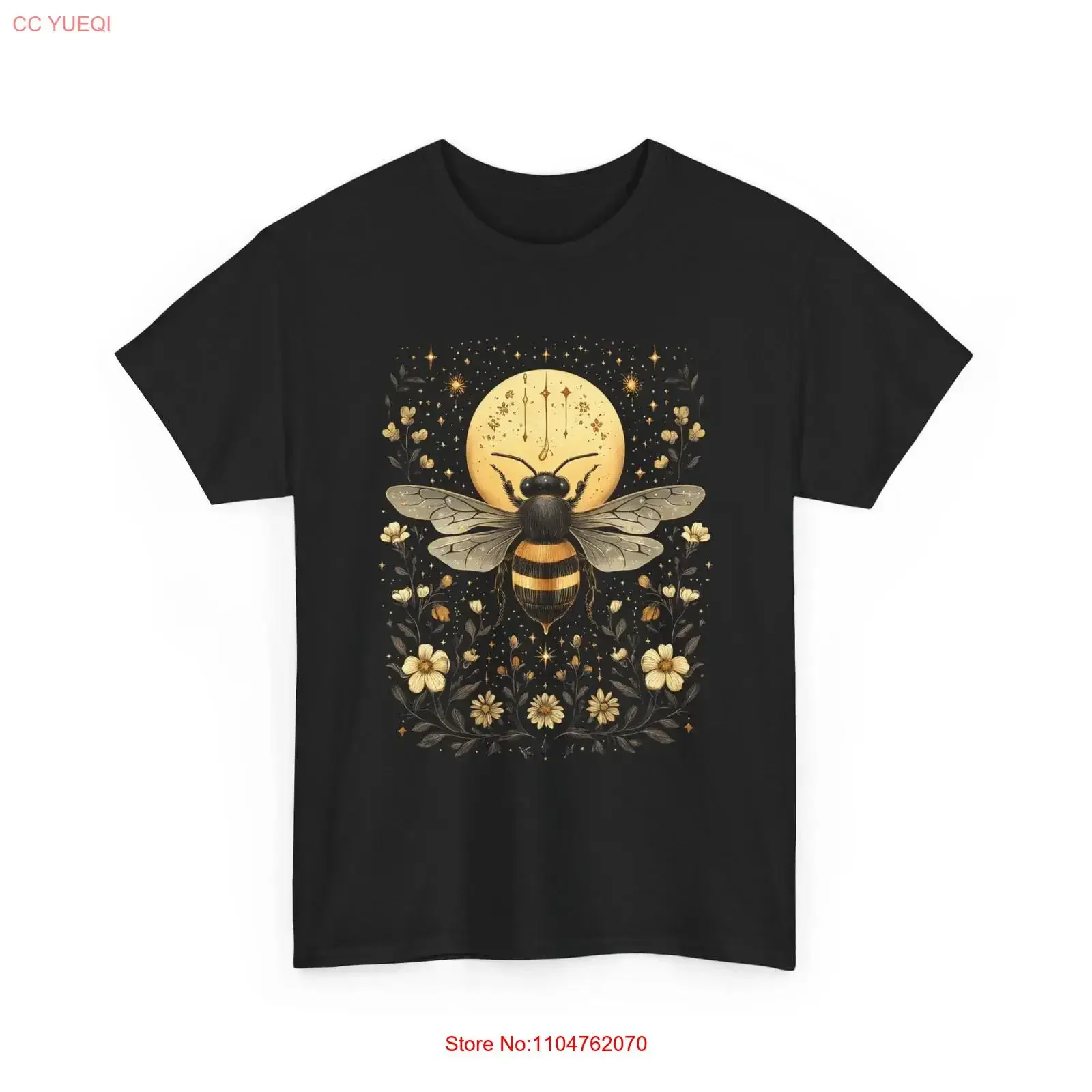 Camiseta Bee T Shirt Save the Bees Honeybee Floral Boho Moon Stars vintage lavada elástica elegante unisex versátil informal para hombre