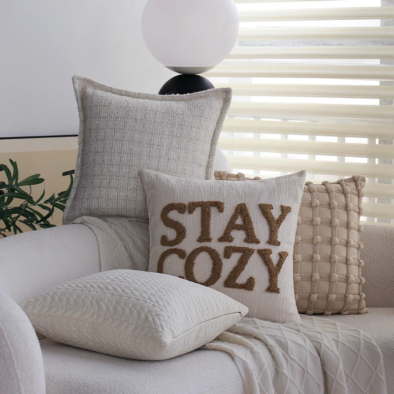 Letter Decorative Cushion Cover Nordic Style Living Room Sofa Throw Pillow Cover Soft Square Pillowcase Hogar Funda Cojin 45x45