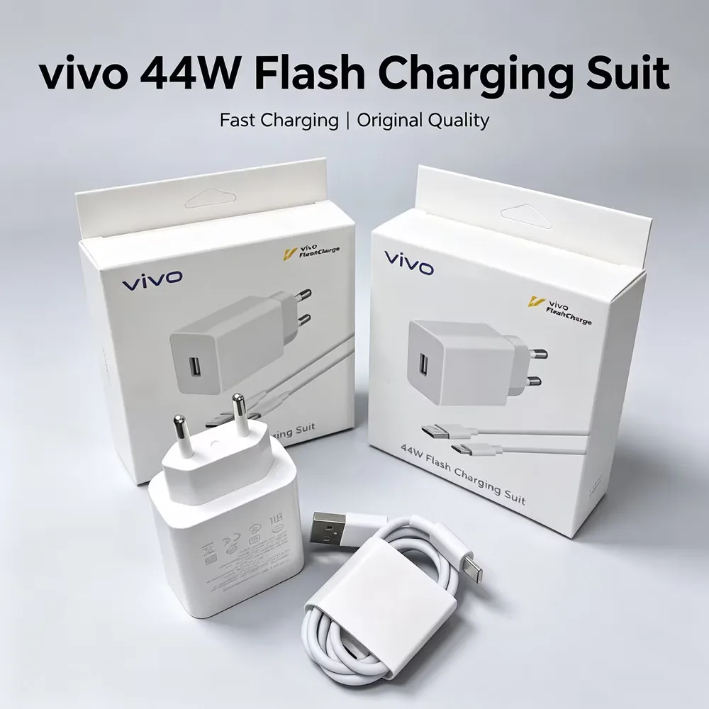 

ViVo 44W EU Fast Charger Set For Vivo X70 X60 X50 Pro S20 V29 iQOO Z7 Z6 Neo 6 5 Flash Charging Power Adapter With Type-C Cable