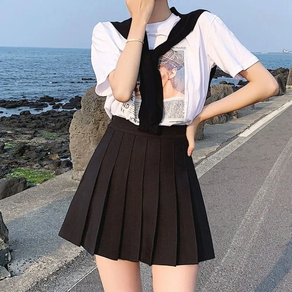 High Waist Pleated Mini Skirt Women Summer Casual British Style Elastic Slim Fit Trendy Fashion A Line Short Bottoms