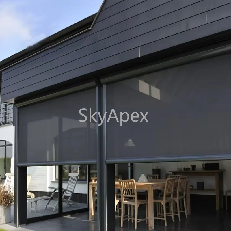 الحديثة التعتيم في الهواء الطلق الستائر الدوارة الذكية يندبروف التحكم عن بعد مقاوم للماء المضادة للأشعة فوق البنفسجية قوي للفناء حديقة ديكور المنزل #3