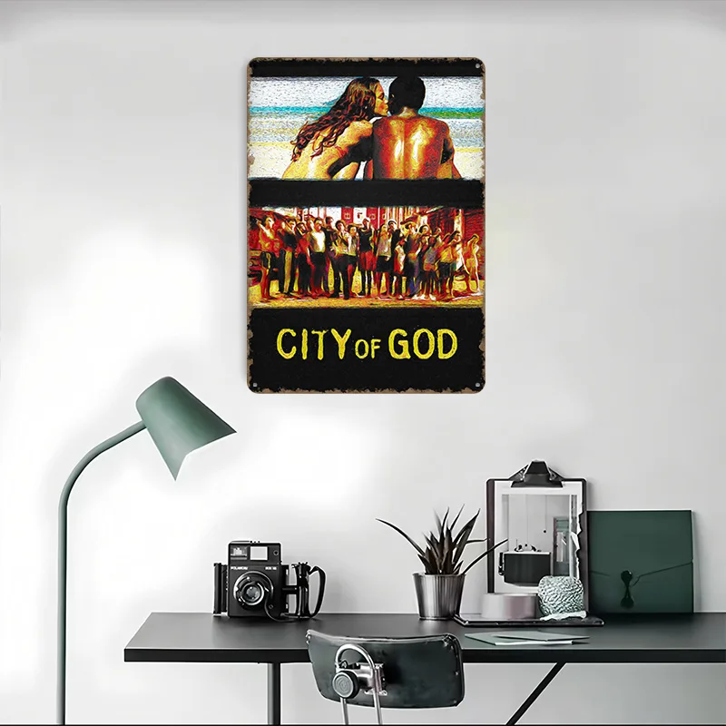 مدينة الله فيلم تين تسجيل ملصق معدني Mancave الديكور الألعاب علامات معدنية قابلة للتخصيص ل جدار الفن الديكور مكتب ديكور
