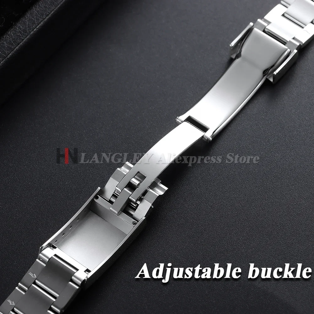 롤렉스용 곡선형 금속 시계줄 20/21/22mm 오이스터용 퍼페츄얼용 스테인리스 스틸 폴딩 버클 팔찌 액세서리