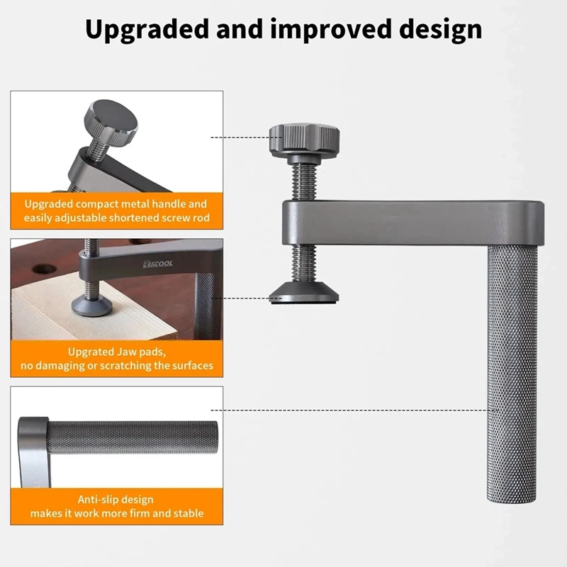 PORK-2Pcs Bench Dog Clamp With Non-Slip Pad 19Mm Hold Down Clamp Aluminum Adjustable Table Clamps For Woodworking Tool