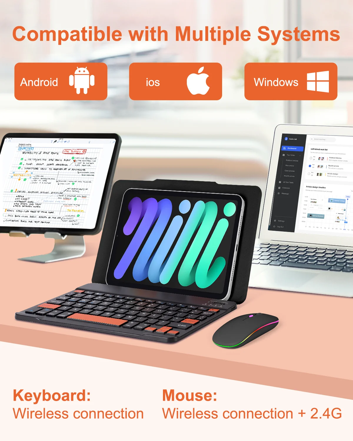 Foldable Wireless Bluetooth Keyboard Rechargeable Folding Portable Keyboard For Phone Ultra Fold Windows Android IOS with Mouse image 5