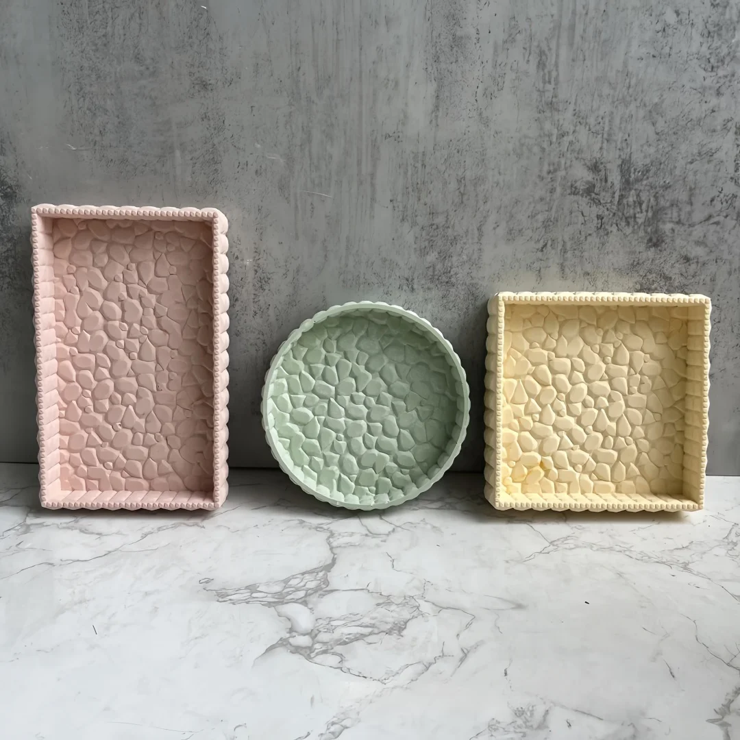 Diamond Pattern Storage Tray Mold Flowerpot Base Gypsum Cement Silicone Mold Jewelry Display Plaster Plate Desktop Decor Mold