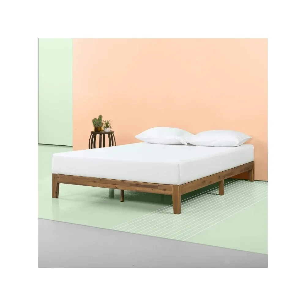 

Wood Platform Bed Frame / No Box Spring Needed / Solid Wood Foundation with Wood Slat Support / Easy Assembly