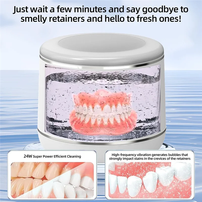 B58B-Household Ultrasonic Retainer Cleaner Machine With UV Lamp For Jewelry Dentures Knives Forks EU EU Plug