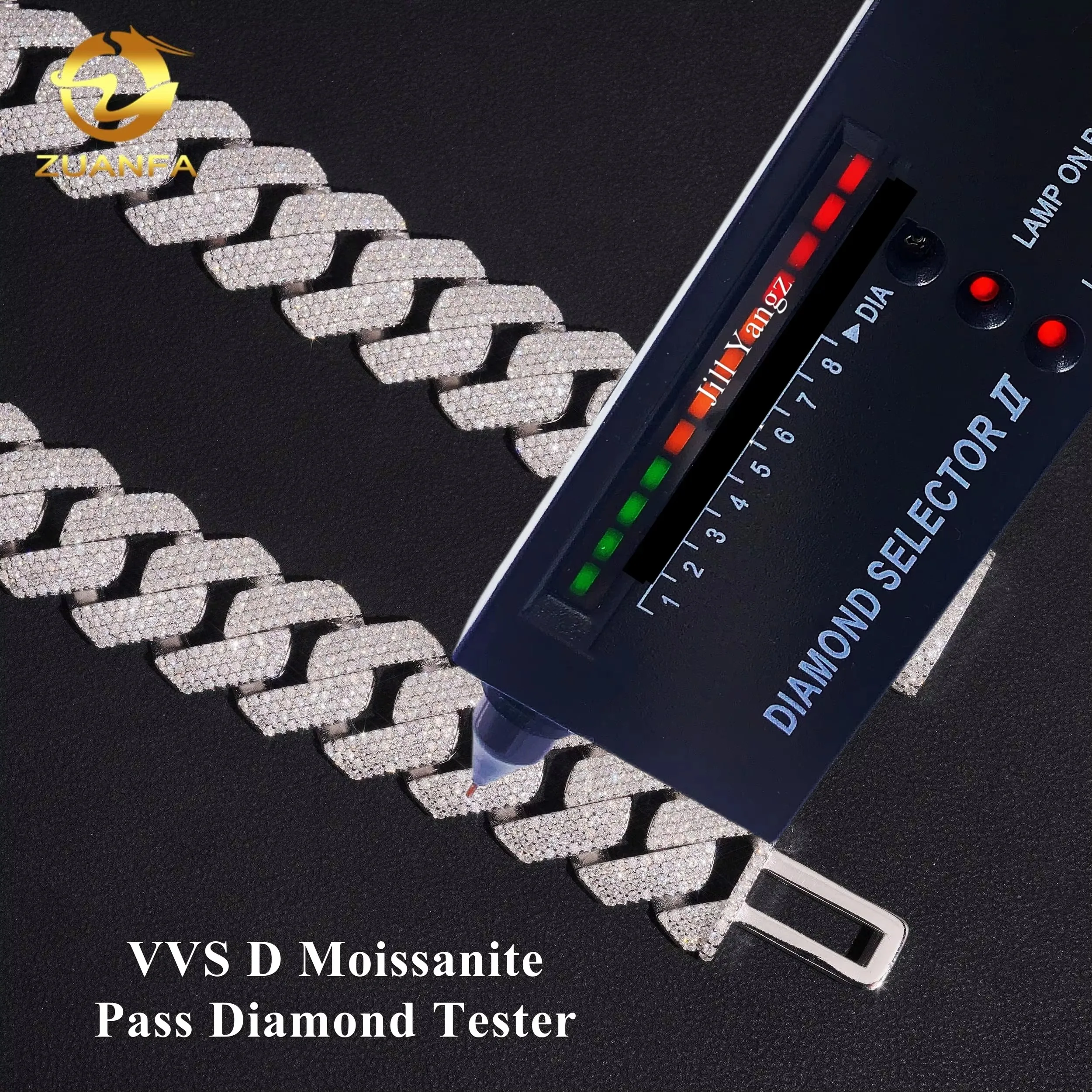 VVS Moissanite 925 Miami Cuban Link Chain Necklace GRA Certified 20mm