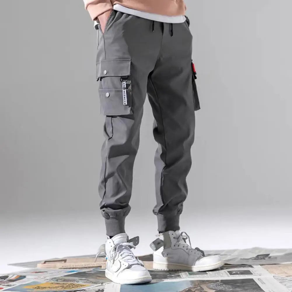 Harajuku Casual Cargo Pants for Men Black Wear-resistant Jogger Trousers Multi Pockets Male Slim-fit Pant Streetwear Japanese