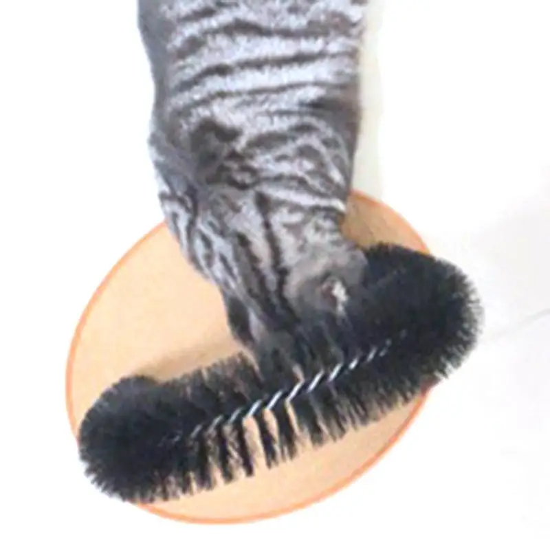 Arch Door Cat Massage Toy Brush Scratcher For Pets Scratching Devices Cat Self Groomer With Round Fleece Base Cat Supplies