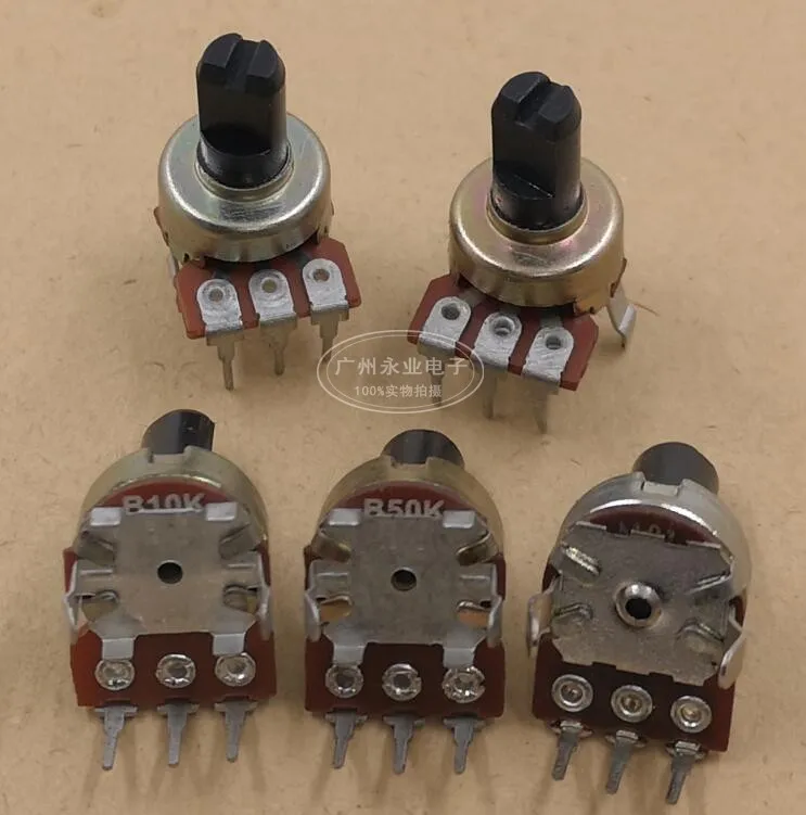 5 Piece R121 Type Vertical Single 3 Feet Adjustable Potentiometer Volume Regulator B10K B20K B50K Handle Length 10MMF