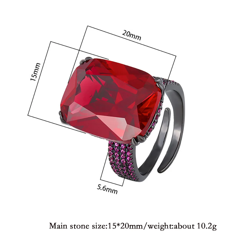 여성용 루비 핑크 쿼츠 아쿠아 마린 사파이어 반지, 파티 파인 주얼리 액세서리, 기념일 선물, 매력 15*20mm
