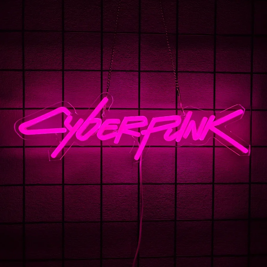 

Cyberpunk Neon Sign, Pink Letter Sign, Used For Wall Decor, Unique Gift For Computer Enthusiasts, E-Sports Room, Man Cave Decor.
