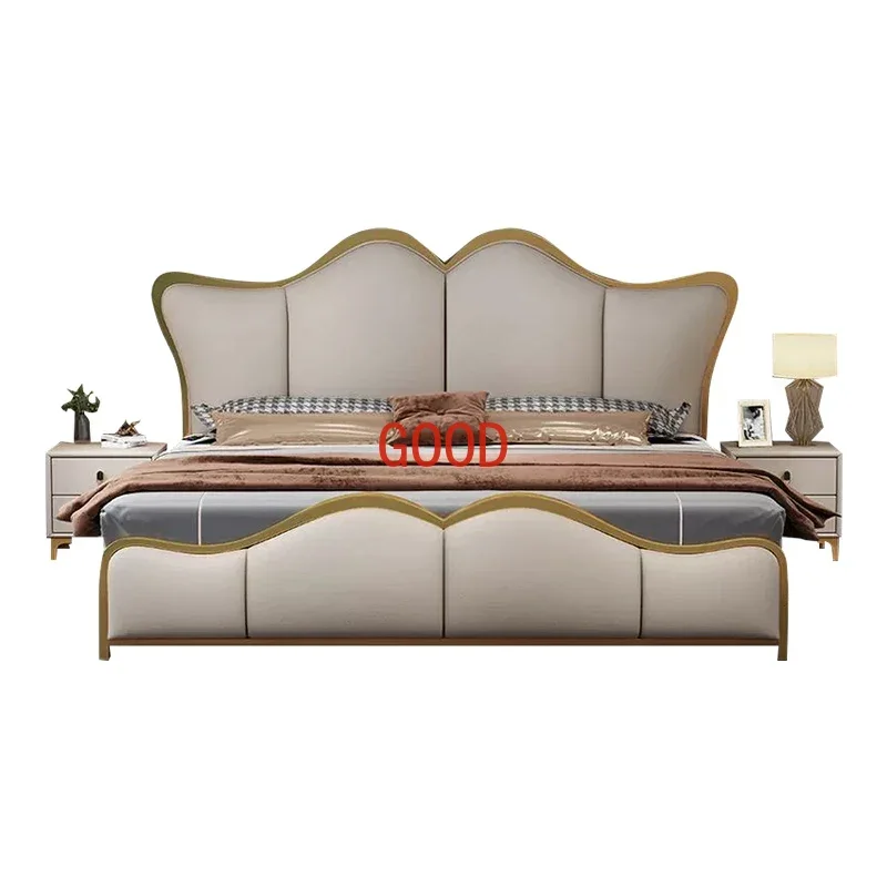 Royal Simple Footboard Bed Metal High End Luxury Twin Frame Double Bed Headboard Girl Letti Matrimoniali Furniture For Bedroom