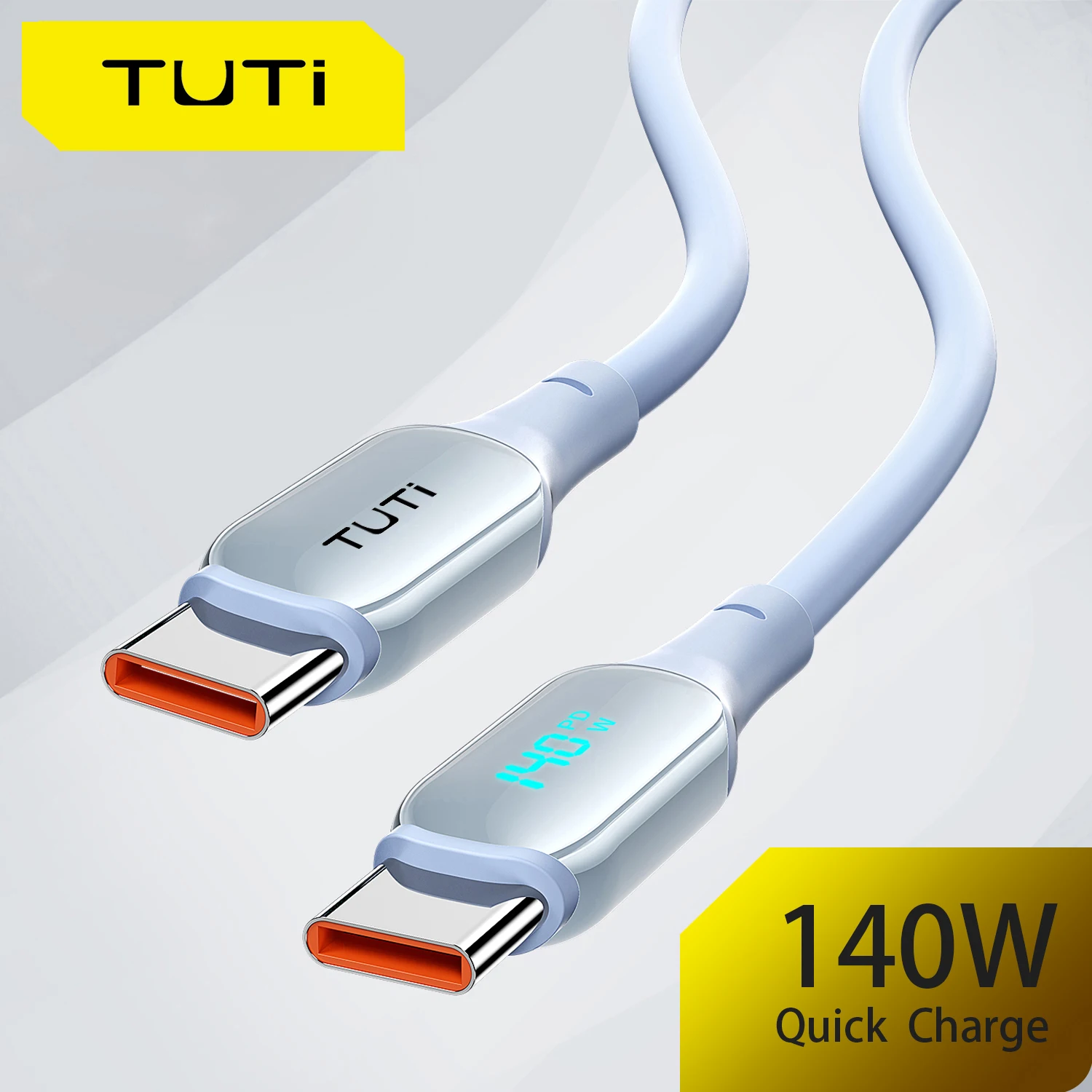 TUTi 140W USB C to USBC Cable,WithLED Display,USBC Fast Charging Cable,SiliconeTypeC To TypeC Cable,SuitableFor C- Type Interfac