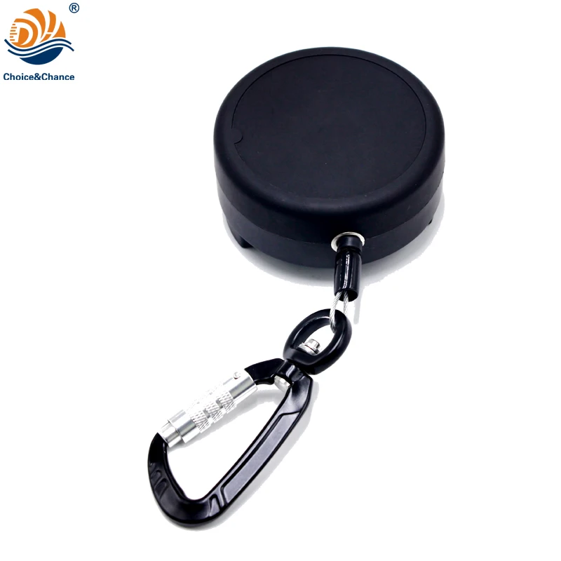 DYH PA66 Material 1.25M  Retractable Tool Lanyard with Carabiner Mount Black for Drop Prevention