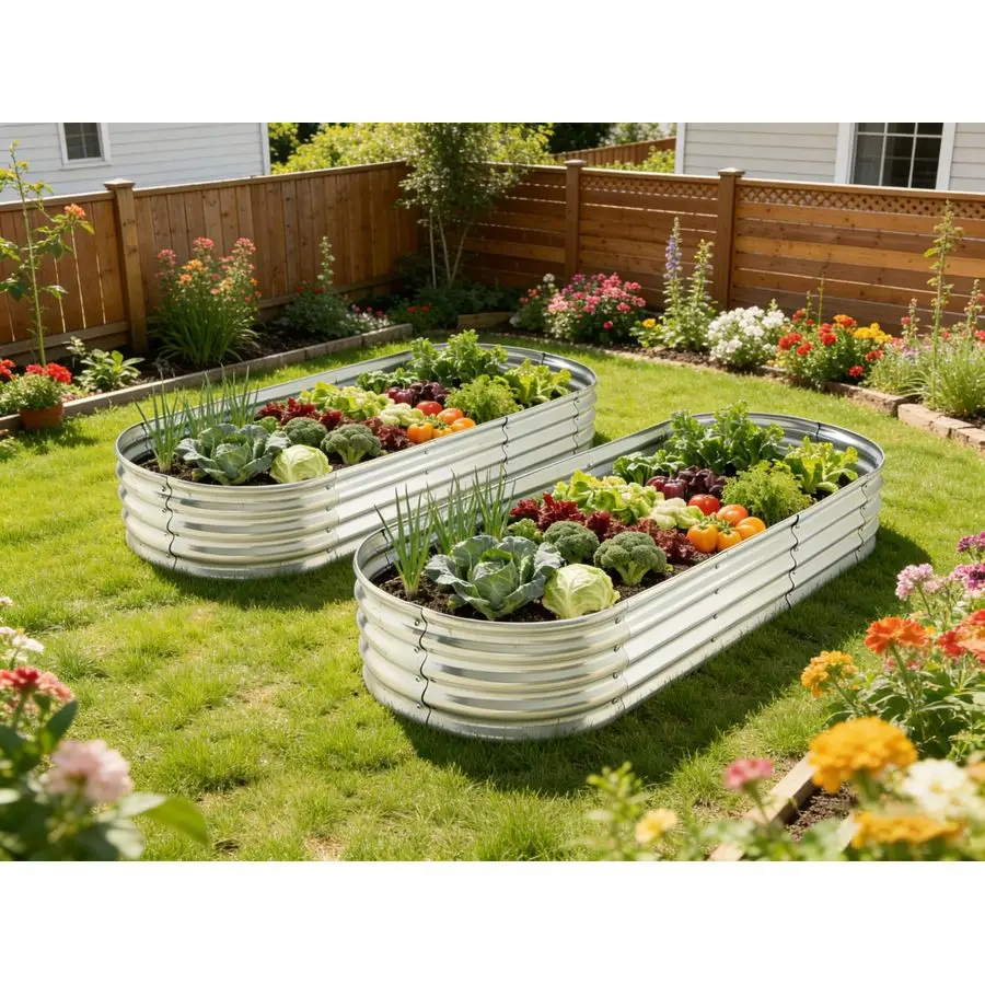 

ft x 2 ft Raised Garden Bed Metal Elevated Planter for Vegetable Flower Herb 2pk